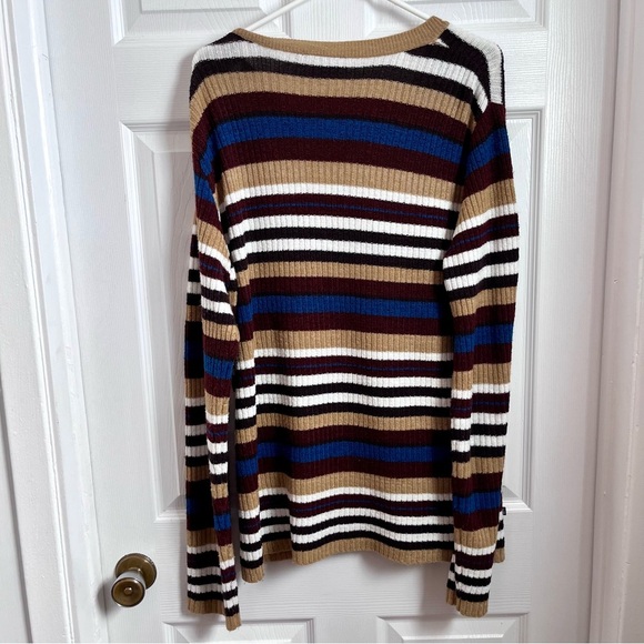 Vintage Saint Germain Des Pres Sweater Knit Pull Stripped V-Neck Tie XL Women - Picture 5 of 5